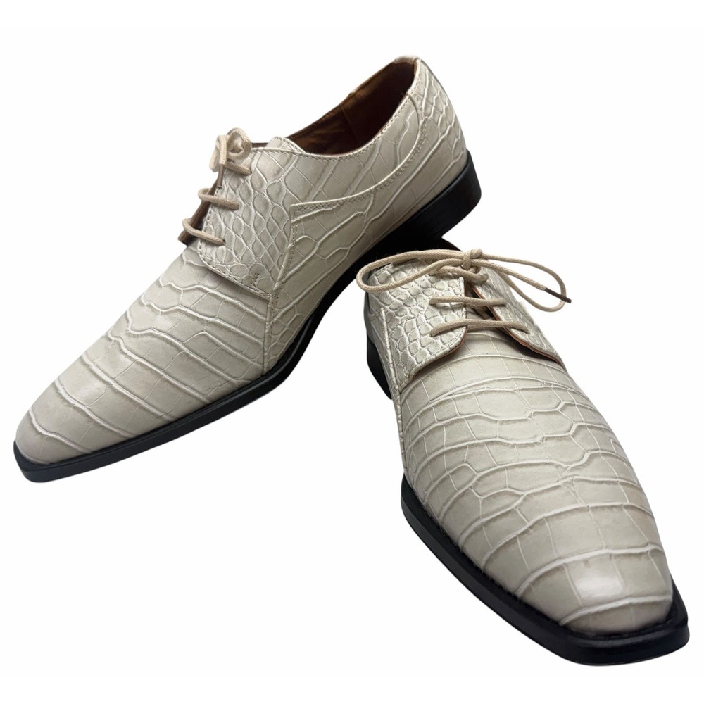 Roberto Chillini Status Bone Croc Embossed Dress Shoes Men's 10.5 Lace U